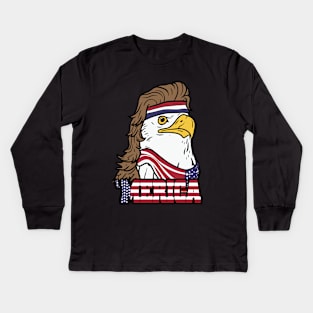 4th of July American Bald Mullet Eagle 'Merica Shirt Kids Long Sleeve T-Shirt